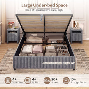 Queen Size Lift-up Storage Bed with Wooden Slat Support-Gray view 5