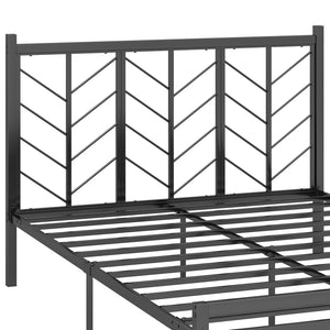 Queen Size Platform Bed with Headboard and Metal Frame-Queen Size view 9