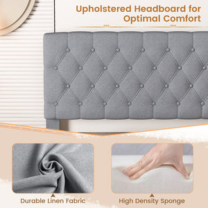 Queen Size Upholstered Platform Bed with Button Tufted Headboard-Queen & Gray view 8