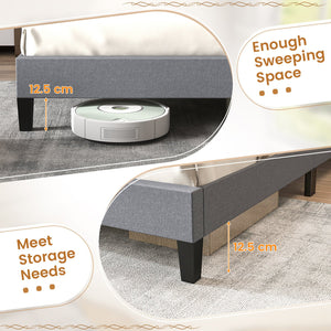 Queen Size Upholstered Platform Bed with Button Tufted Headboard-Queen & Gray view 9
