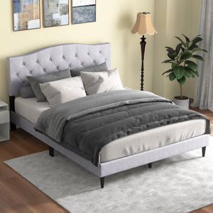 Queen Size Upholstered Platform Bed with Button Tufted Headboard-Queen Size view 5