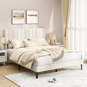 Queen Size Velvet Upholstered Platform Bed Frame view 2
