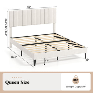 Queen Size Velvet Upholstered Platform Bed Frame view 5