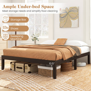 Queen Size Wood Bed Frame with Wooden Slats Support and Rubber Wood Legs-Espresso view 9