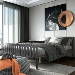 Queen Wood Platform Bed with Headboard view 2