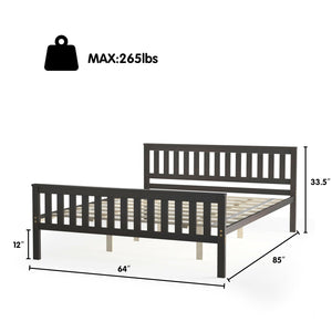 Queen Wood Platform Bed with Headboard view 4