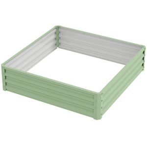 4' x 4' x 1' Raised Garden Bed Galvanized Steel Planter Box for Vegetables, Flowers, Herbs, Green