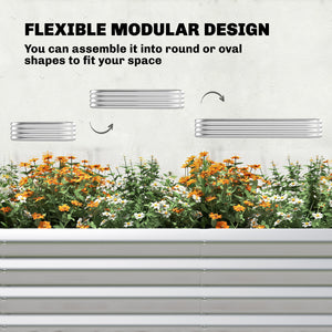Galvanised Raised Garden Bed with Arched Trellis, 7 x 4 x 7ft Metal Outdoor Planter Box with Open Bottom