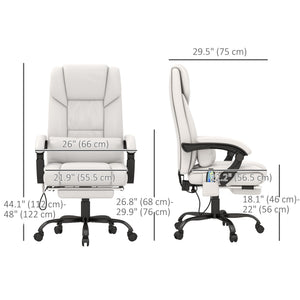 6-Point Vibration Massage Chair, Height Adjustable Reclining Computer Chair with Retractable Footrest, Black – view 16