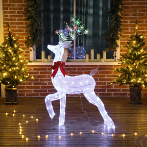 4.3FT Lighted Christmas Reindeer, Christmas Decor with RGB and Warm White LEDs, Stakes and Zip Ties, IP44 Waterproof