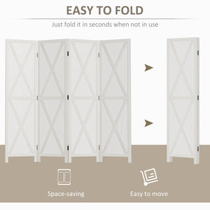 4-panel Wall Partition Farmhouse Room Separator with Foldable Design Wooden Frame 5.6FT, Walnut – view 24
