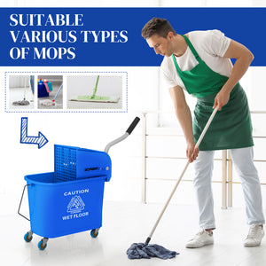 Compact Mop Bucket with Wringer, Mop Bucket on Wheels, 5 Gallon, Separate Dirty and Clean Water, Yellow – view 20