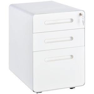 Lockable File Cabinet, Steel Filing Cabinet on Wheels for Legal, A4, Letter Size, Home Office