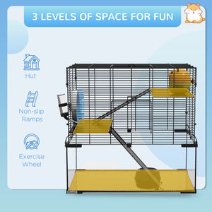 Hamster Cage, Gerbil Cage with Glass Basin for Small Hamsters, Black – view 3