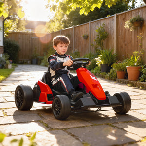 Qaba 24V Electric Go Kart with Dual 150W Motors, Adjustable Seat & 11.2MPH High Speed, Slow Start, 5-Point Harness