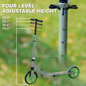 Qaba Kick Scooter for Kids Ages 6-12 with Adjustable Height, Rear-Fender Brake, 200mm Big Wheel, Foldable Design