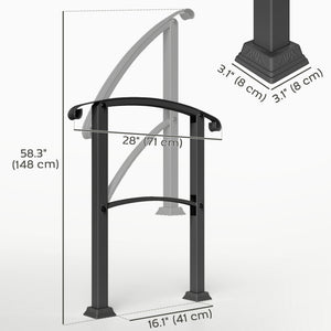 2-3 Step Handrails for Outdoor Steps, Metal Outdoor Stair Railing – view 9