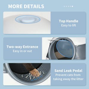 Foldable Large Cat Litter Box with Lid, Covered Kitten Litter Box w/ Automatic Cat Litter-Proof Sides – view 6