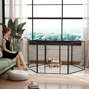 Heavy Duty Dog Playpen with Door for Small Dogs, 6 Panels, 23.5"H