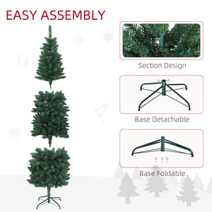 6ft Tall Pencil Artificial Christmas Tree with 479 Branch Tips with Steel Base, Green