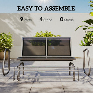 Patio Double Glider Bench Swing Chair Rocker Heavy-Duty Loveseat Outdoor Garden Rocking Bench Steel Frame Sling Fabric Seat Black