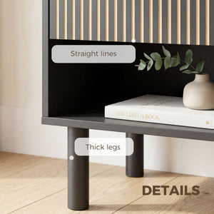 Modern Bedside Table with Drawer and Open Shelf, Sofa Side Table for Bedroom Living Room, Black