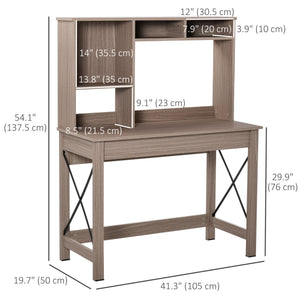 Computer Desk with Hutch, Home Office Table with Storage Shelves and Open Compartments for Writing, Work – view 2