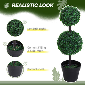 2 Ball Topiary Tree in Pot for Home Decor, Artificial Plant for Home Office, Living Room Decor, Dark Green – view 10