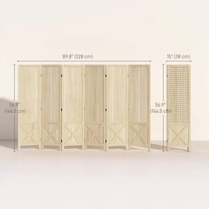 4.7' 3 Panel Wooden Room Divider with Pegboard Display, Folding Privacy Screen for Home Office, Natural – view 30
