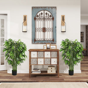 4.6FT Artificial Bamboo Tree Set of 2, Decorative Faux Plant in Nursery Pot, Faux Tree for Home Indoor Decor