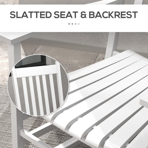 3 Pieces Outdoor Rocking Chair Set, Wooden Patio Rocking Chair Set with Folding Table, High Back and Armrests, White