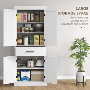 72" Kitchen Storage Cabinet, Farmhouse Kitchen Pantry Cabinet with 4 Barn Doors, Drawer – view 18