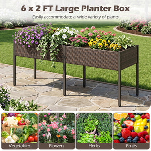 Raised Garden Bed with Legs and Removable Liner for Vegetables Herbs Patio-Brown view 7