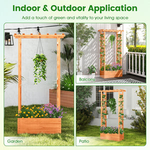 Raised Garden Bed with Side Trellis and Hanging Roof and Drainage Hole-Orange view 9