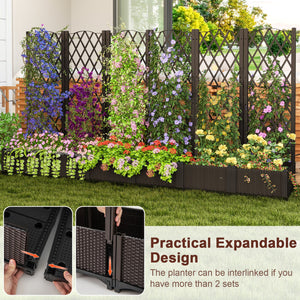 Raised Garden Bed with Trellis for Climbing Plants-Coffee view 9