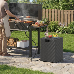 Rattan Propane Tank Cover Patio Hideaway Tank Side Table-Black view 2