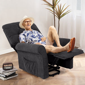 Recliner Chair Sofa for Elderly with Side Pocket and Remote Control-Black view 3
