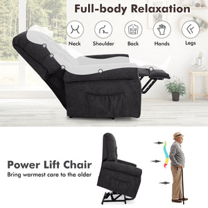 Recliner Chair Sofa for Elderly with Side Pocket and Remote Control-Black view 9