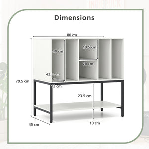 Record Player Stand with Charging Station and Metal Frame-White view 5