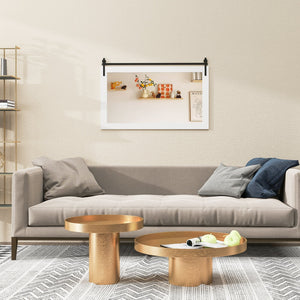 Rectangle Barn Door Style Wall Mounted Mirror with Solid Wood Frame-White view 5