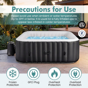 Rectangular Blowup Pool Hottub with 130 Air Jets for 4-6 Person-Black view 9