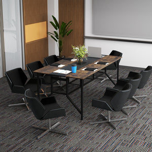 Rectangular Meeting Table with Mesh Storage Shelf and Cable Grommet-Rustic Brown view 2
