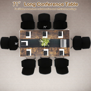 Rectangular Meeting Table with Mesh Storage Shelf and Cable Grommet-Rustic Brown view 6