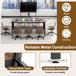 Rectangular Meeting Table with Mesh Storage Shelf and Cable Grommet-Rustic Brown view 8