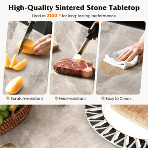 Rectangular Modern Sintered Stone Dining Table for 4 People-Grey view 8
