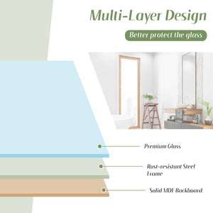 Rectangular Wall Mount Bathroom Mirror with Solid Steel Frame-L view 3