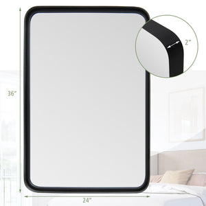 Rectangular Wall Mount Bathroom Mirror with Solid Steel Frame-L view 4