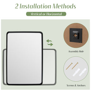 Rectangular Wall Mount Bathroom Mirror with Solid Steel Frame-L view 5