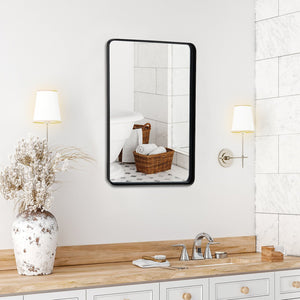 Rectangular Wall Mount Bathroom Mirror with Solid Steel Frame-L view 7