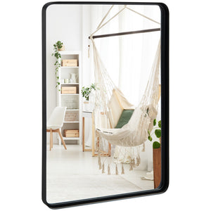 Rectangular Wall Mount Bathroom Mirror with Solid Steel Frame-L view 8